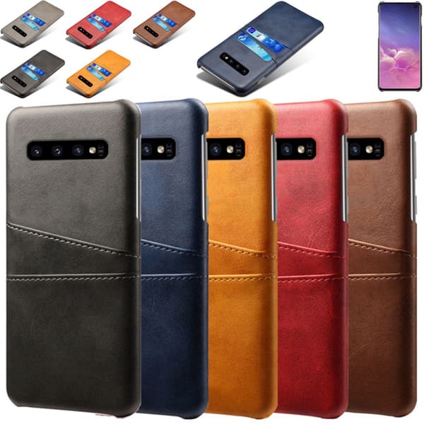 Samsung S10 skydd skal fodral skinn åt kort visa amex mastercard