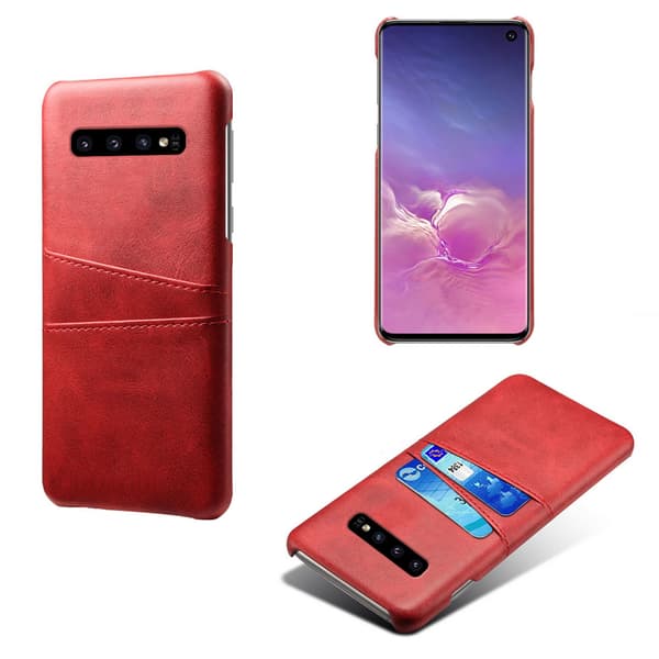 Samsung S10 skydd skal fodral skinn åt kort visa amex mastercard