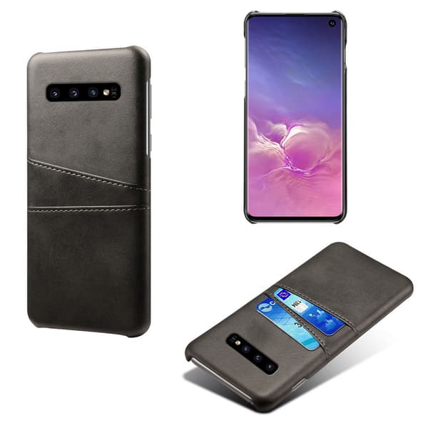 Samsung S10 skydd skal fodral skinn åt kort visa amex mastercard
