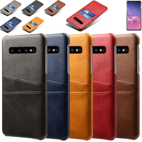 Samsung S10 skydd skal fodral skinn åt kort visa amex mastercard