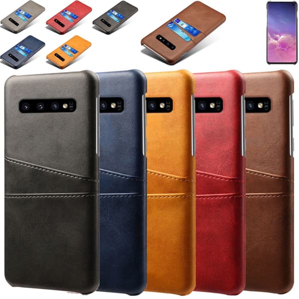 Samsung S10 skydd skal fodral skinn åt kort visa amex mastercard