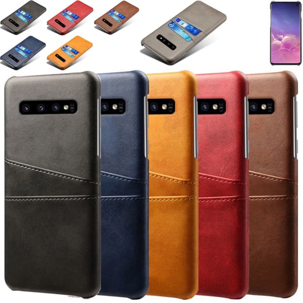 Samsung S10 skydd skal fodral skinn åt kort visa amex mastercard