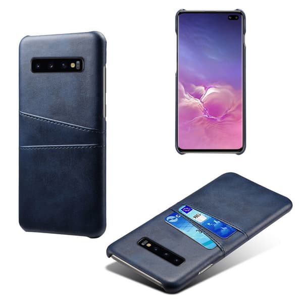 Samsung S10+ skydd skal fodral skinn kort visa amex mastercard