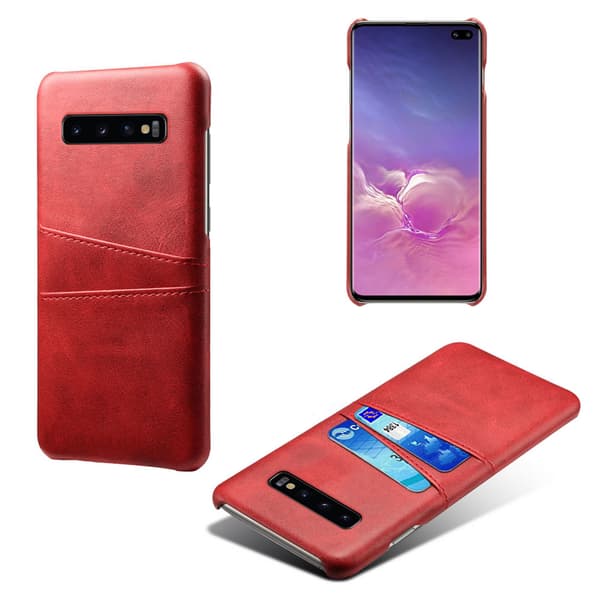 Samsung S10+ skydd skal fodral skinn kort visa amex mastercard