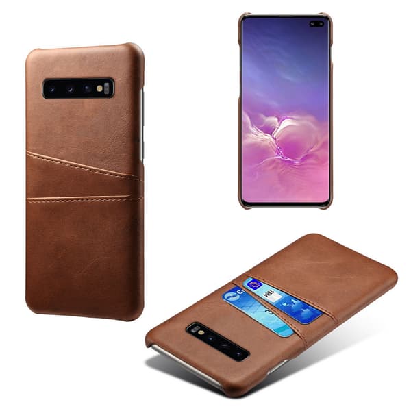 Samsung S10+ skydd skal fodral skinn kort visa amex mastercard