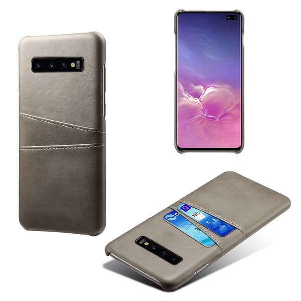Samsung S10+ skydd skal fodral skinn kort visa amex mastercard