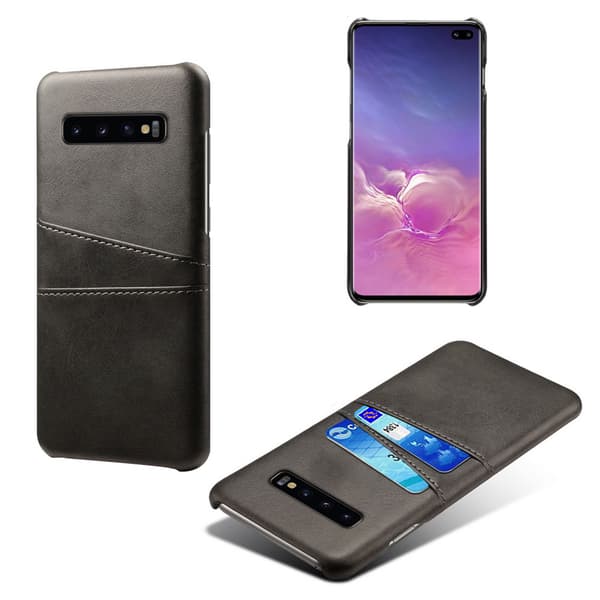 Samsung S10+ skydd skal fodral skinn kort visa amex mastercard