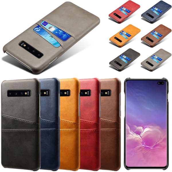 Samsung S10+ skydd skal fodral skinn kort visa amex mastercard