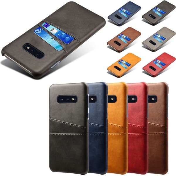 Samsung S10e skydd skal fodral skinn kort visa amex mastercard