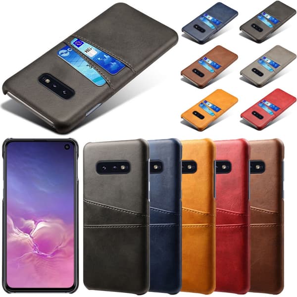 Samsung S10e skydd skal fodral skinn kort visa amex mastercard