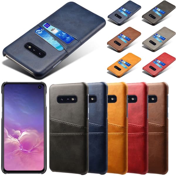 Samsung S10e skydd skal fodral skinn kort visa amex mastercard