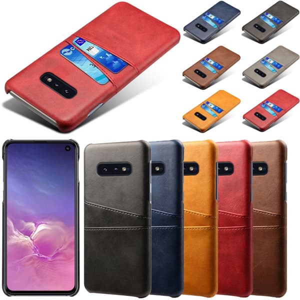 Samsung S10e skydd skal fodral skinn kort visa amex mastercard