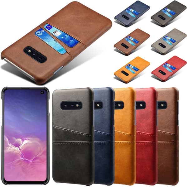 Samsung S10e skydd skal fodral skinn kort visa amex mastercard