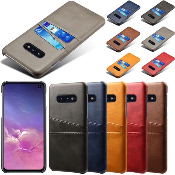 Samsung S10e skydd skal fodral skinn kort visa amex mastercard