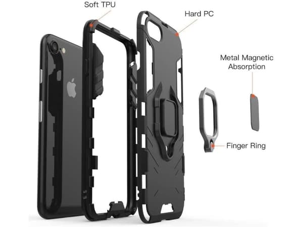 CoreParts - Baksidedeksel for mobiltelefon - silikon, polykarbonat, termoplast-polyuretan (TPU) - svart - 4.7" - for Apple iPhone SE (2nd generation)
