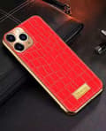 Miniatyrbillede 2 af 7: iPhone 12 Pro Max Cover ægte læder krokodille mønster guldbelagt høj luksus