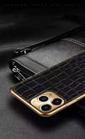 Miniatyrbillede 6 af 7: iPhone 12 Pro Max Cover ægte læder krokodille mønster guldbelagt høj luksus