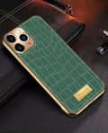 Miniatyrbillede 1 af 7: iPhone 12 Pro Max Cover ægte læder krokodille mønster guldbelagt høj luksus