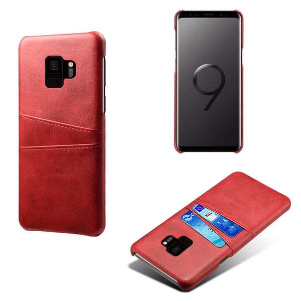 Samsung S9 skydd skal fodral skinn åt kort visa amex mastercard