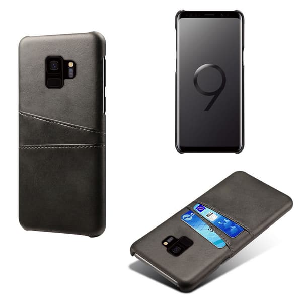 Samsung S9 skydd skal fodral skinn åt kort visa amex mastercard