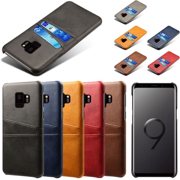 Samsung S9 skydd skal fodral skinn åt kort visa amex mastercard