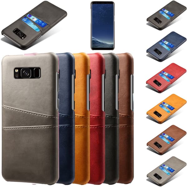 Samsung S8 skydd skal fodral skinn åt kort visa amex mastercard