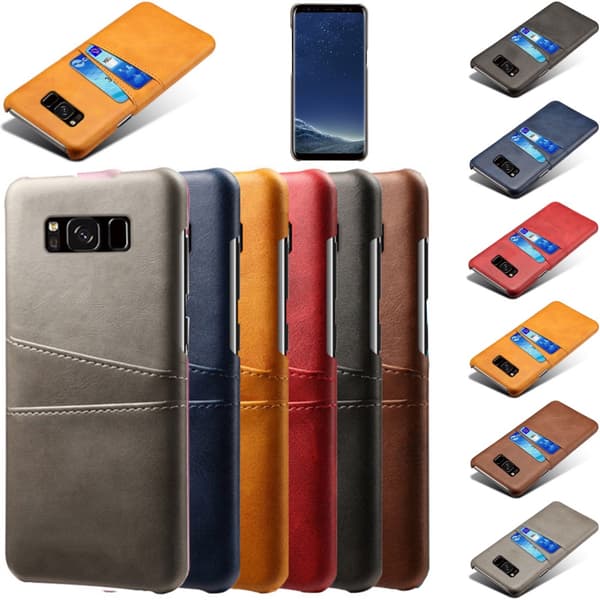Samsung S8 skydd skal fodral skinn åt kort visa amex mastercard