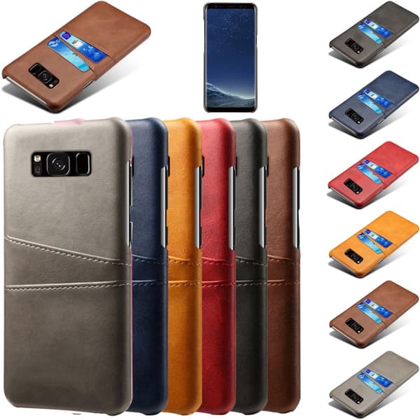 Samsung S8 skydd skal fodral skinn åt kort visa amex mastercard