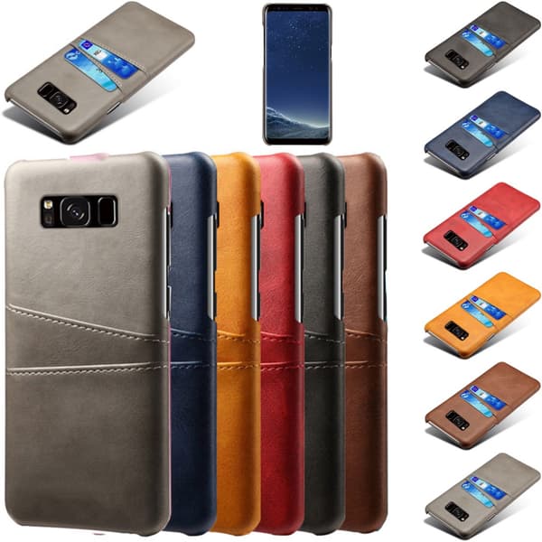 Samsung S8 skydd skal fodral skinn åt kort visa amex mastercard
