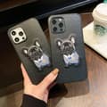 Pikkukuva 2 / 4: iPhone 12 Pro Max -kotelo, jossa brodeerattu mopsi keinonahkainen koira
