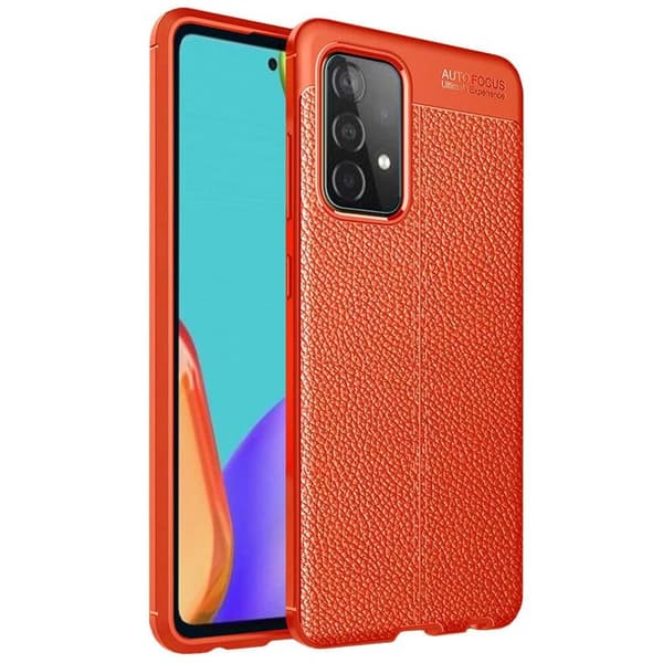 Läder mönstrat TPU skal Samsung Galaxy A52 5G : Färg - Röd