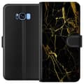 Pikkukuva 1 / 3: Samsung Galaxy S8 Lompakkokotelo Marmori Musta & Kulta