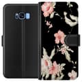 Miniatyrbillede 1 af 3: Samsung Galaxy S8 Tegnebogsetui Blomstermønster Sort