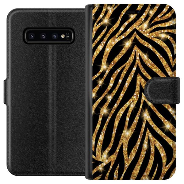 Samsung Galaxy S10 Lompakkokotelo Kulta & Kiiltää