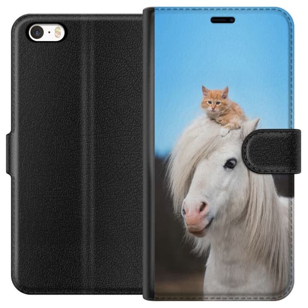 Apple iPhone 5 Lompakkokotelo Hevonen & Kissan