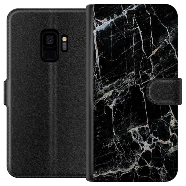Samsung Galaxy S9 Tegnebogsetui Sort marmor