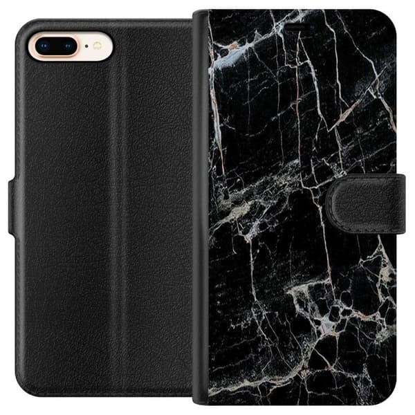 Apple iPhone 8 Plus Tegnebogsetui Sort marmor