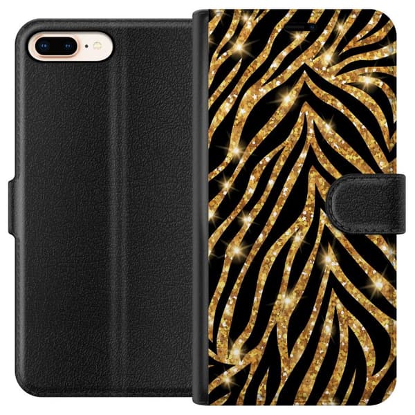 Apple iPhone 8 Plus Tegnebogsetui Guld & Glitter