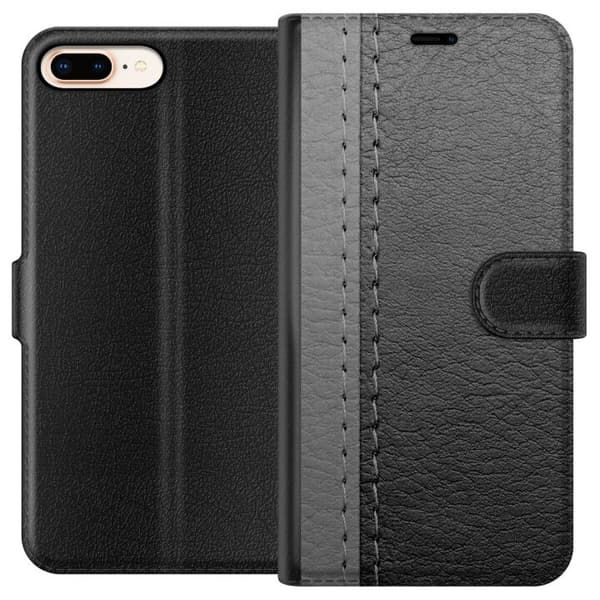 Apple iPhone 8 Plus Tegnebogsetui Sort & Grå Læder