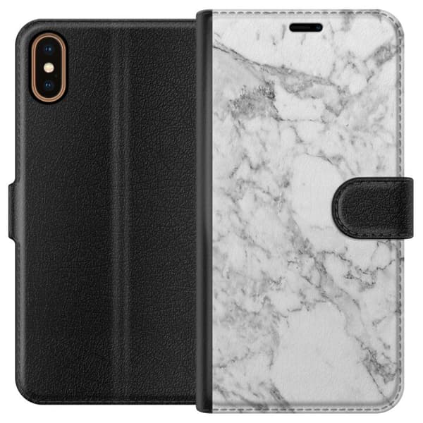 Apple iPhone X Lommeboketui Marmor Hvit