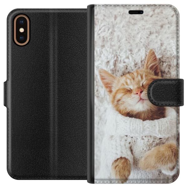 Apple iPhone X Lompakkokotelo Kitten Neule