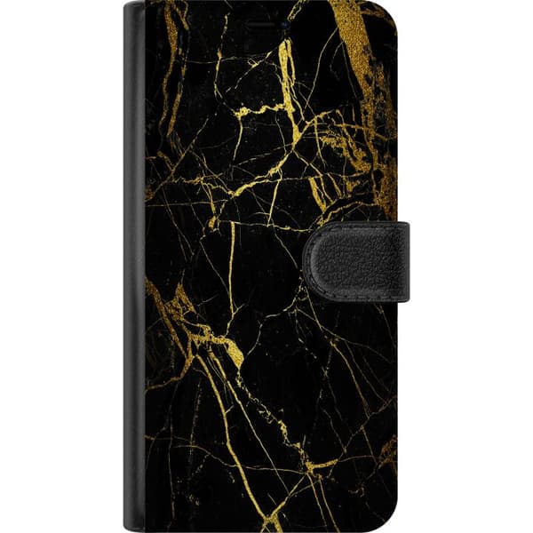 Samsung Galaxy S7 Lommeboketui Marmor Svart & Gull