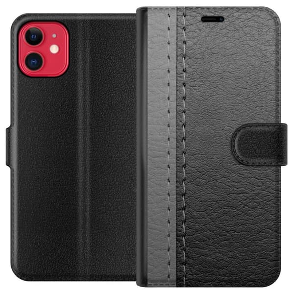 Apple iPhone 11 Lommeboketui Sort & Grå Lær