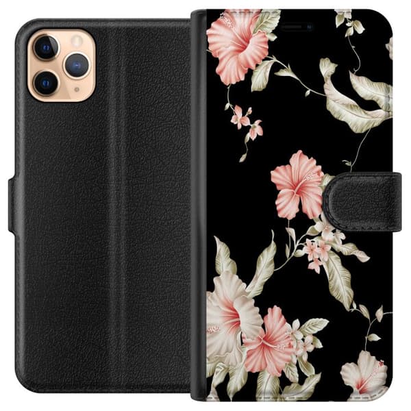 Apple iPhone 11 Pro Max Plånboksfodral Floral Pattern Black