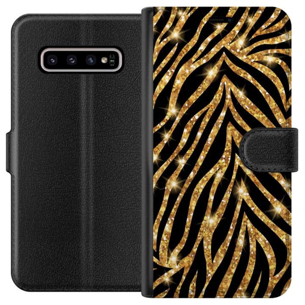 Samsung Galaxy S10+ Plånboksfodral Gold & Glitter