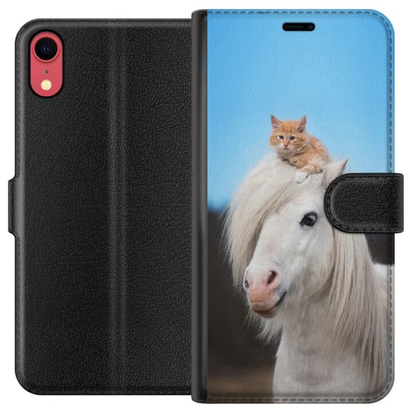 Apple iPhone XR Lompakkokotelo Hevonen & Kissan