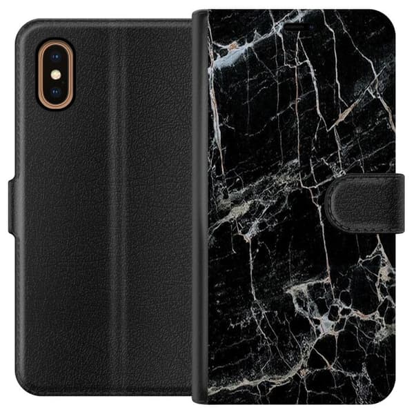 Apple iPhone XS Max Tegnebogsetui Sort marmor