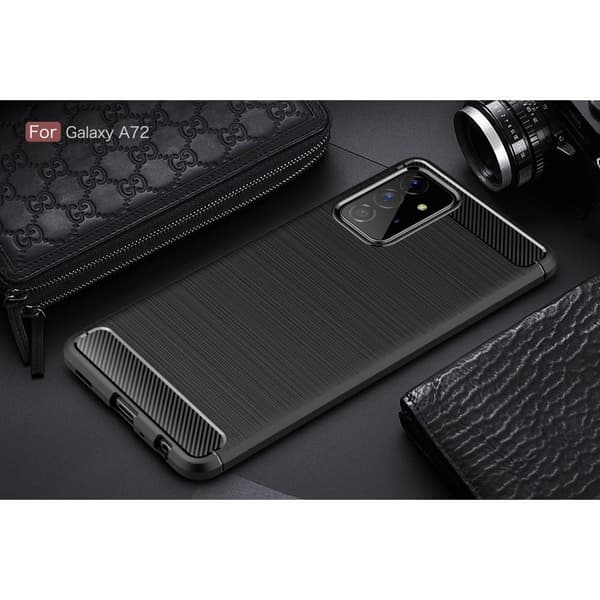 Carbon Fiber Texture TPU Casing Samsung Galaxy A72 5G - Black
