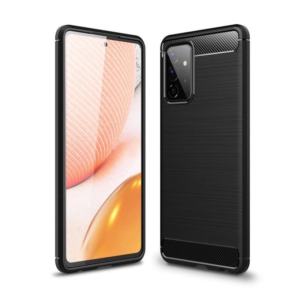 Carbon Fiber Texture TPU Casing Samsung Galaxy A72 5G - Black