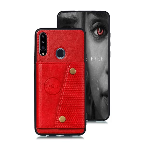 Stilsäkert Skal med Kortfack - Samsung Galaxy A20S Röd